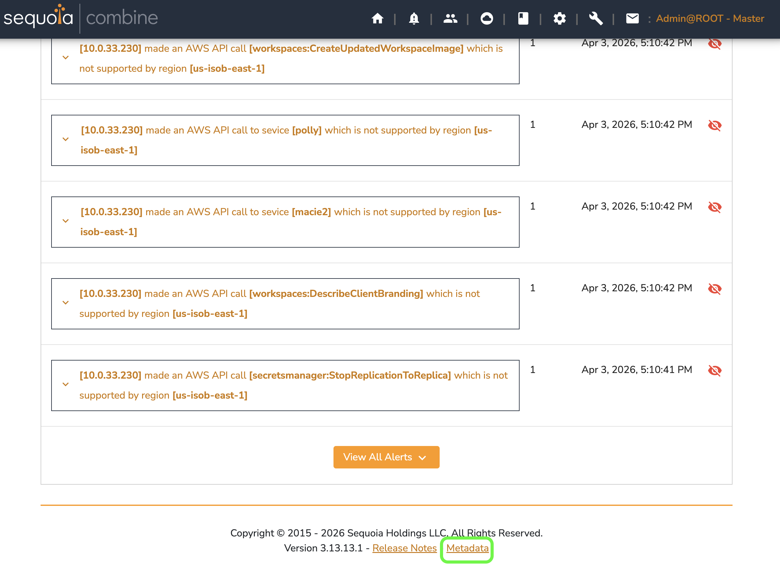 Navigate to the Metadata Page on the Dashboard.